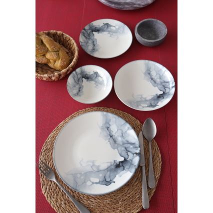 24-osaline portselanist söögikomplekt, valge/must