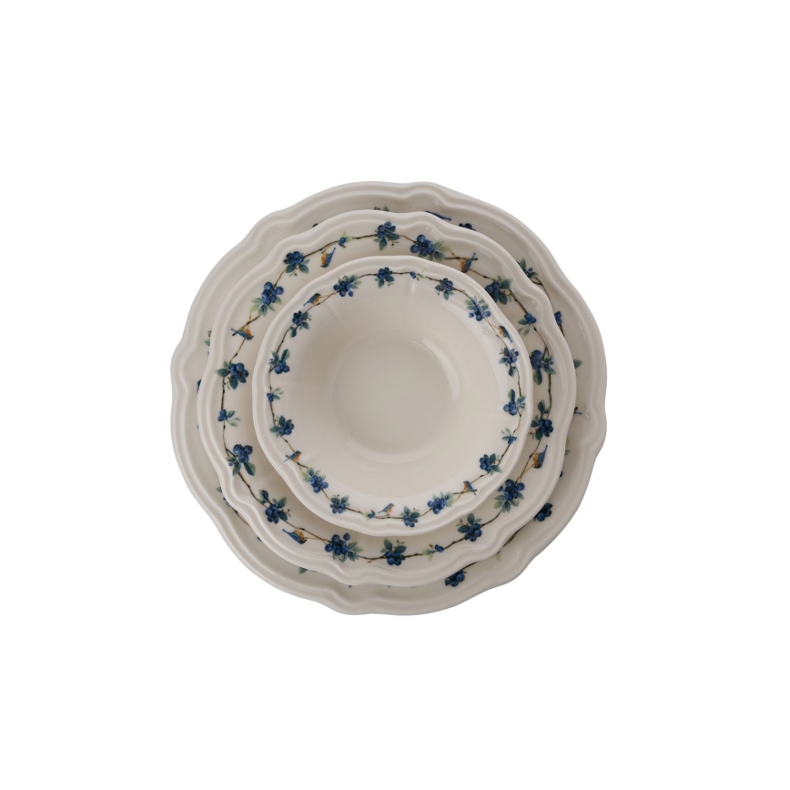 24-osaline portselansöögikomplekt, valge/sinine