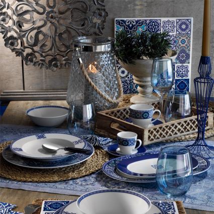 24-osaline sinine portselanist sööginõude komplekt