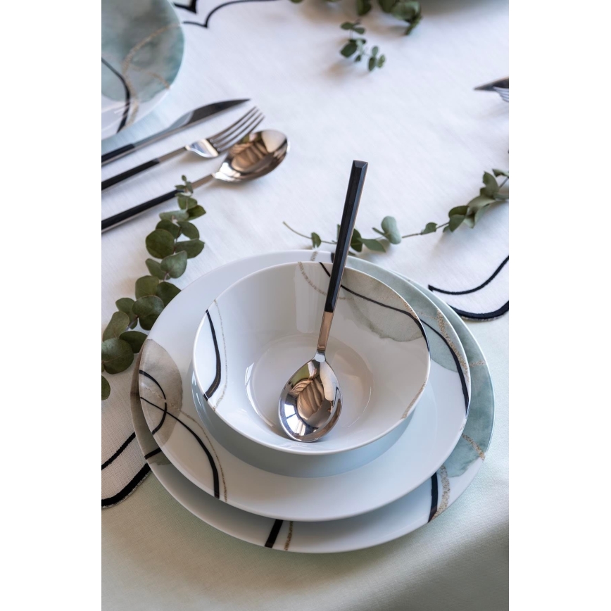 24-osaline söögikomplekt, hall/roheline, portselanist