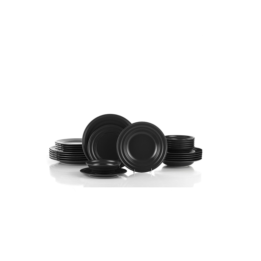 24-osaline söögikomplekt, must/portselan