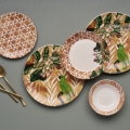 24-osaline söögikomplekt, oranž/roheline, keraamikast