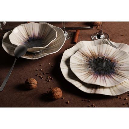 24-osaline söögikomplekt, pruun/portselan