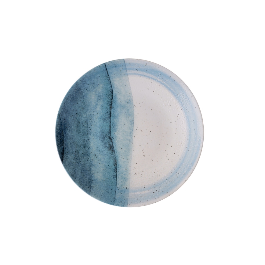 24-osaline söögikomplekt, sinine/kreemjas, portselanist