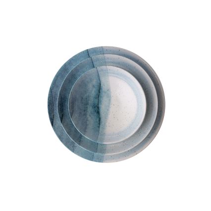 24-osaline söögikomplekt, sinine/kreemjas, portselanist