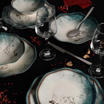 24-osaline söögikomplekt, sinine/portselan