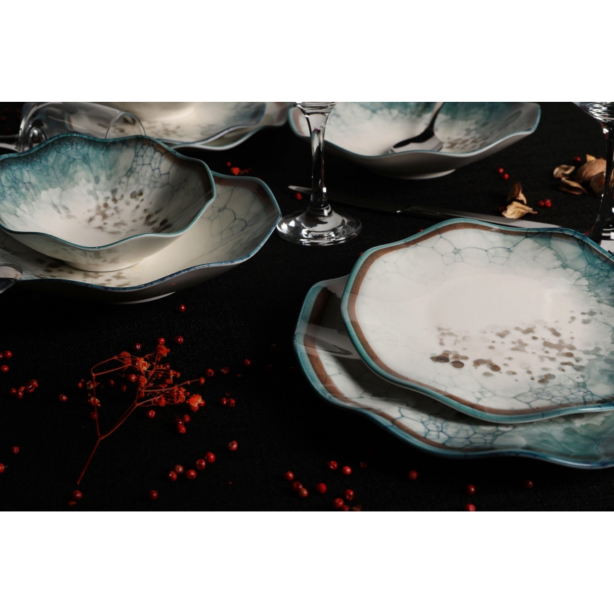 24-osaline söögikomplekt, sinine/portselan