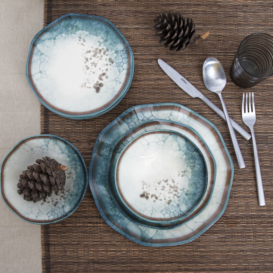 24-osaline söögikomplekt, sinine/portselan