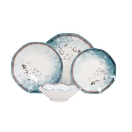 24-osaline söögikomplekt, sinine/portselan