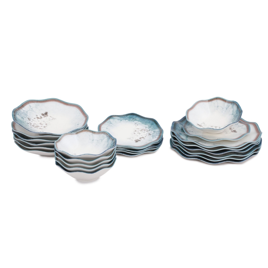 24-osaline söögikomplekt, sinine/portselan
