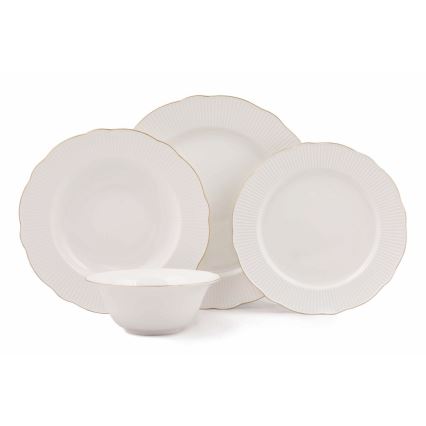 24-osaline söögikomplekt, valge/kuldne, portselan
