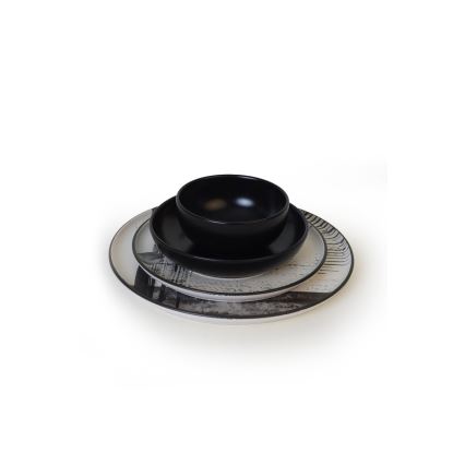 24-osaline söögikomplekt valge/must/keraamika