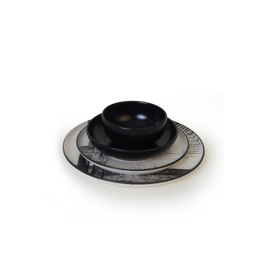 24-osaline söögikomplekt valge/must/keraamika