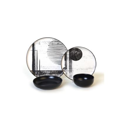 24-osaline söögikomplekt valge/must/keraamika