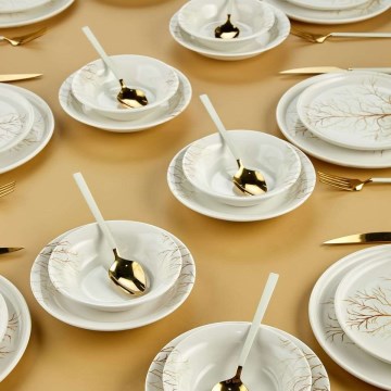 24-osaline söögikomplekt, valge/oranž, keraamika