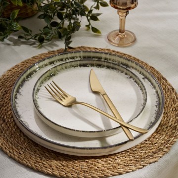 24-osaline söögikomplekt, valge/pruun, portselan