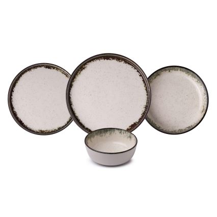 24-osaline söögikomplekt, valge/pruun, portselan