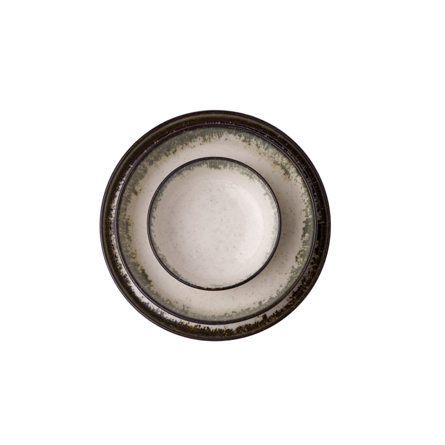 24-osaline söögikomplekt, valge/pruun, portselan