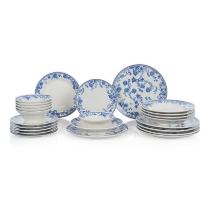 24-osaline söögikomplekt valge/sinine/keraamika