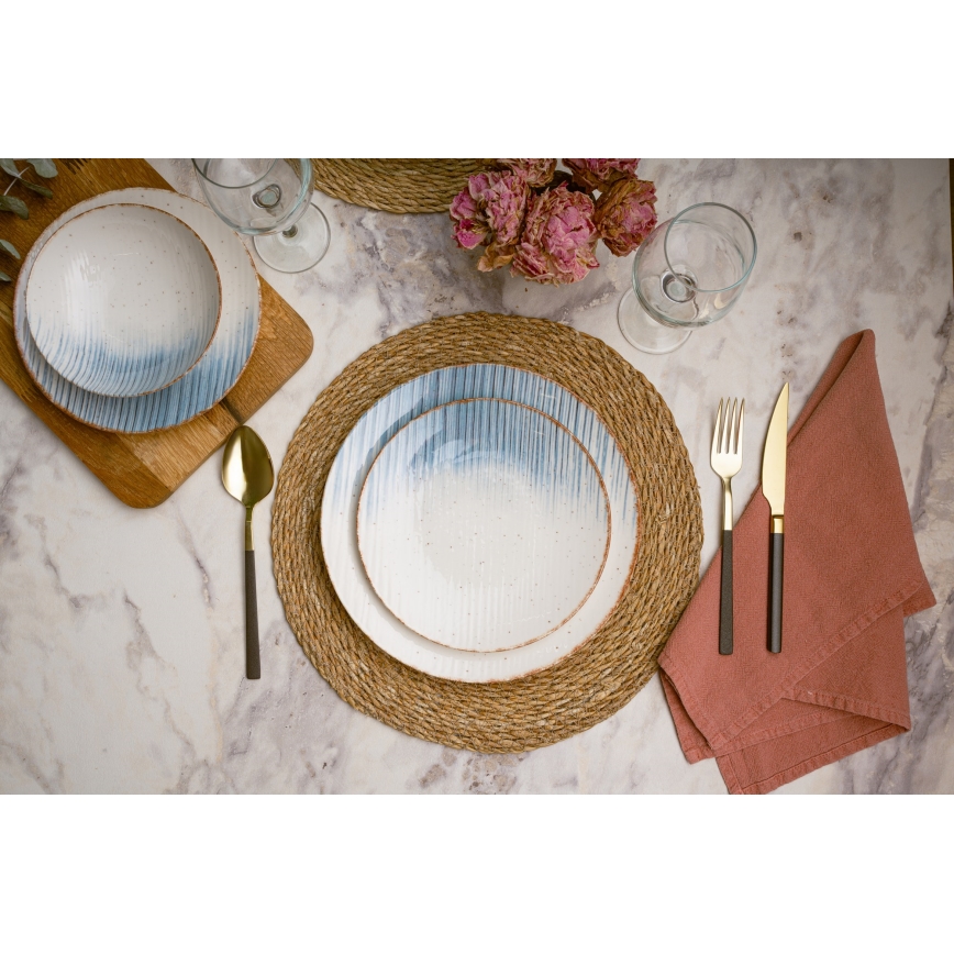 24-osaline söögikomplekt, valge/sinine, portselan