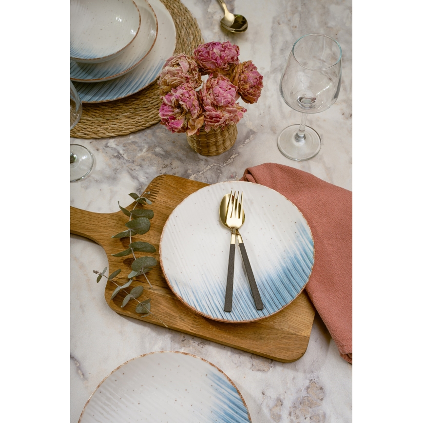 24-osaline söögikomplekt, valge/sinine, portselan