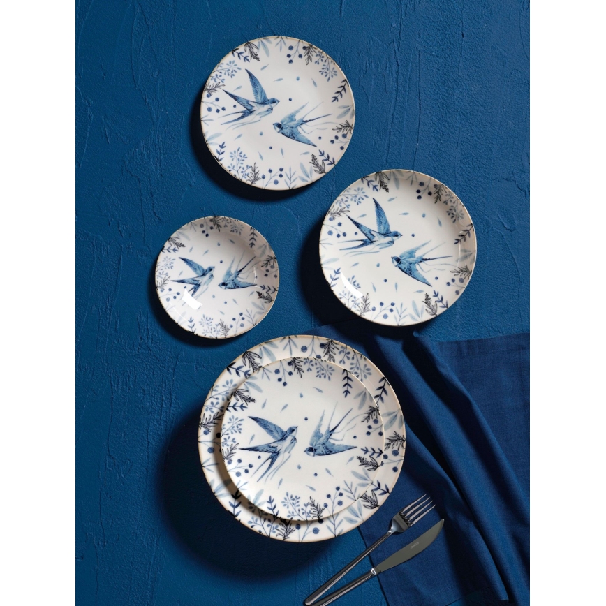 24-osaline söögikomplekt valge/sinine/portselan