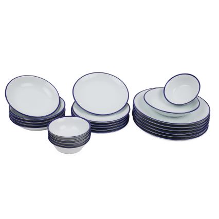 24-osaline söögikomplekt, valge/sinine, portselanist