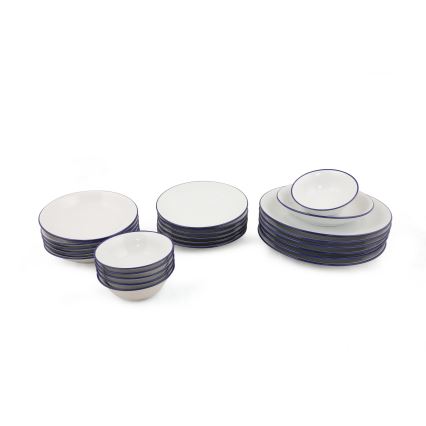 24-osaline söögikomplekt, valge/sinine, portselanist