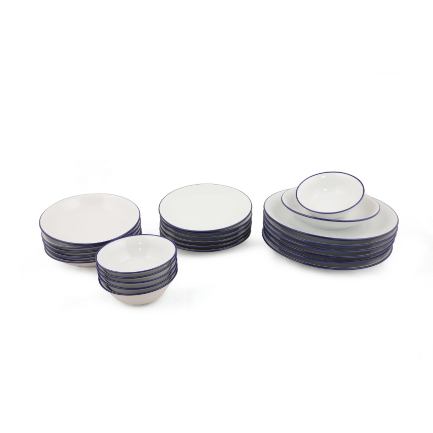 24-osaline söögikomplekt, valge/sinine, portselanist