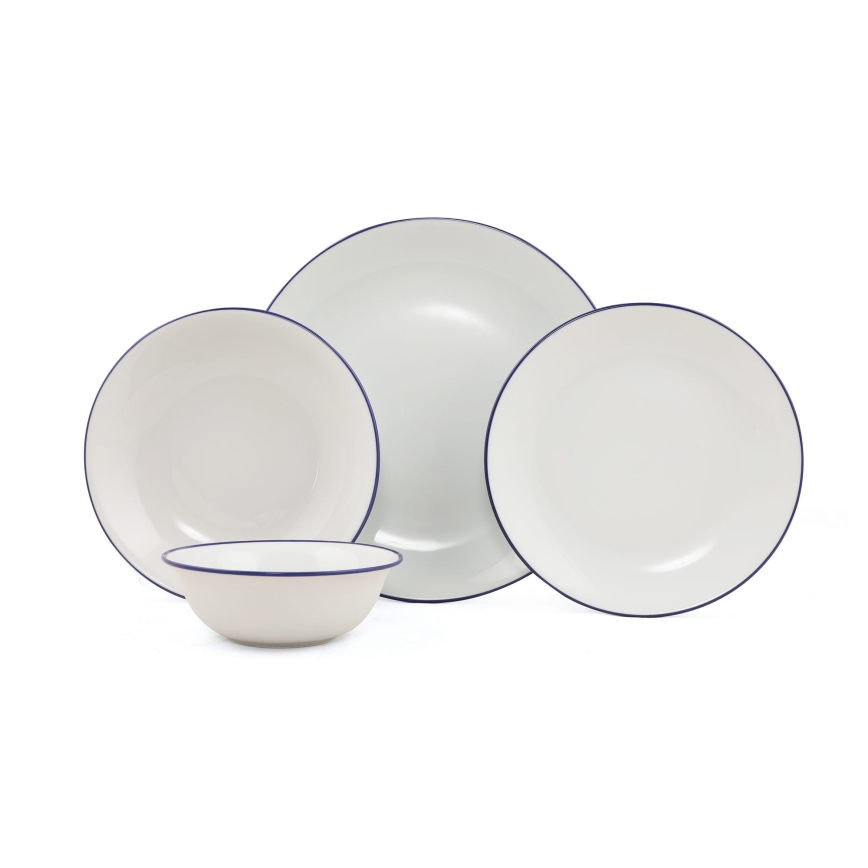 24-osaline söögikomplekt, valge/sinine, portselanist