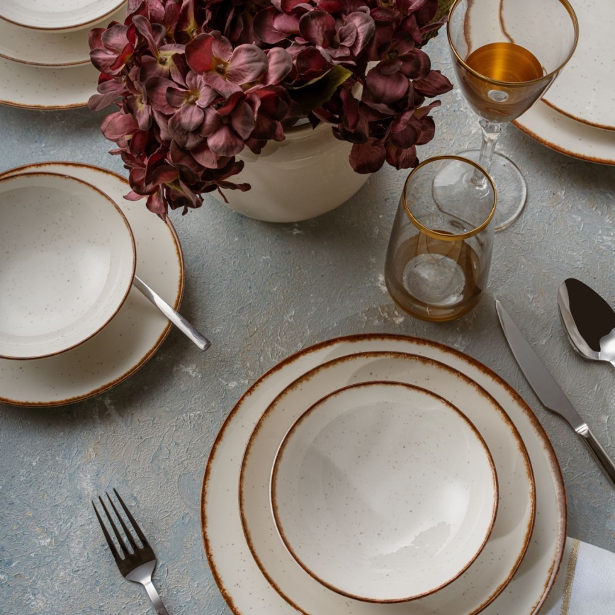 24-osaline sööginõude komplekt beež/pruun/portselan
