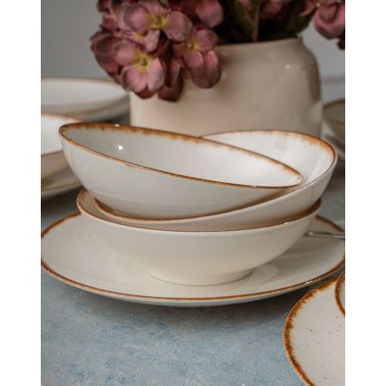 24-osaline sööginõude komplekt beež/pruun/portselan
