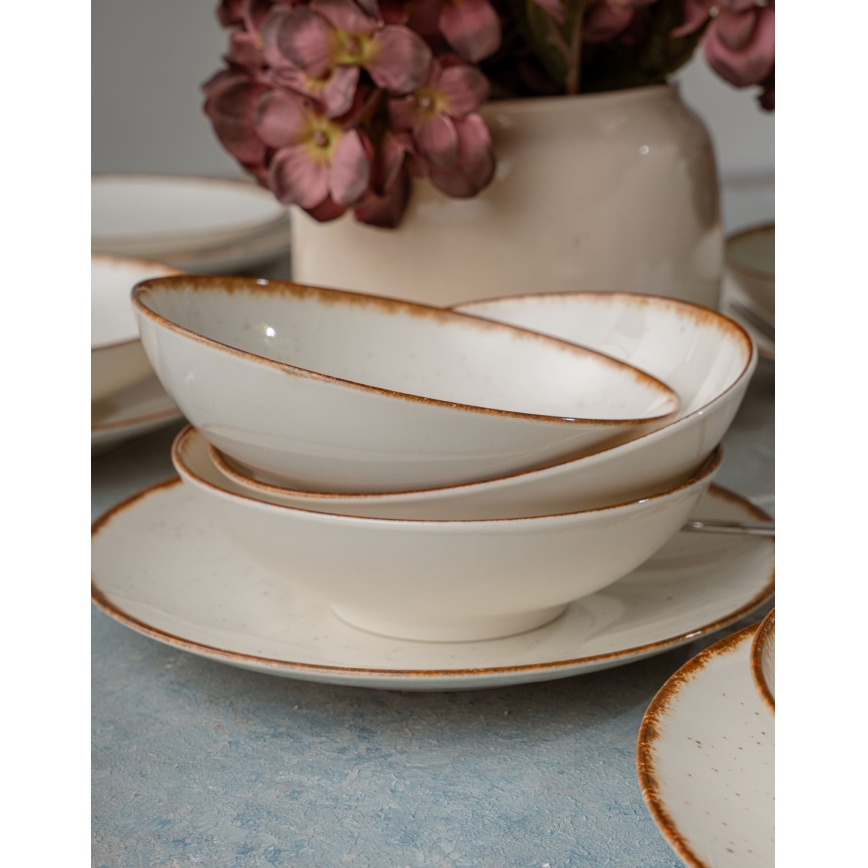 24-osaline sööginõude komplekt beež/pruun/portselan