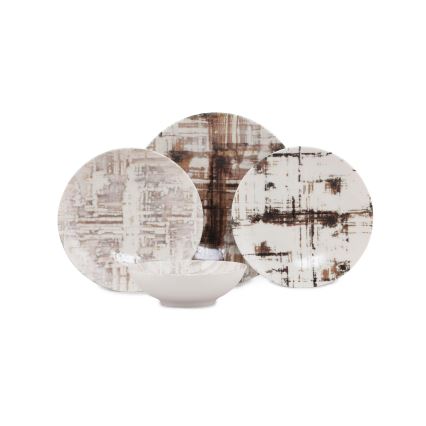 24-osaline sööginõude komplekt pruun/valge/portselan