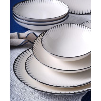 24-osaline sööginõude komplekt, valge/must/portselan