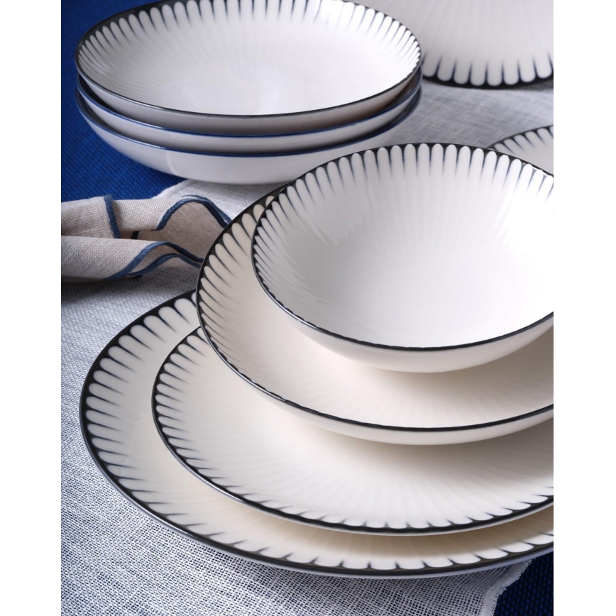 24-osaline sööginõude komplekt, valge/must/portselan