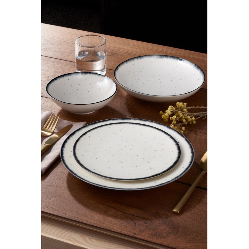 24-osaline sööginõude komplekt, valge/must/portselan