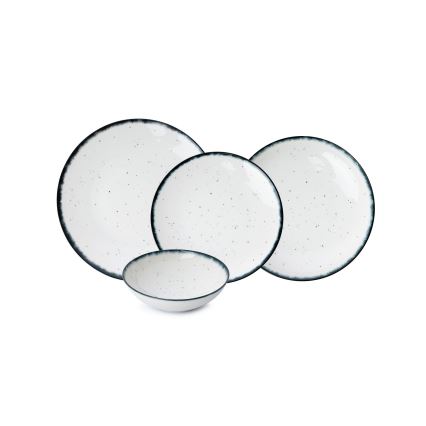 24-osaline sööginõude komplekt, valge/must/portselan