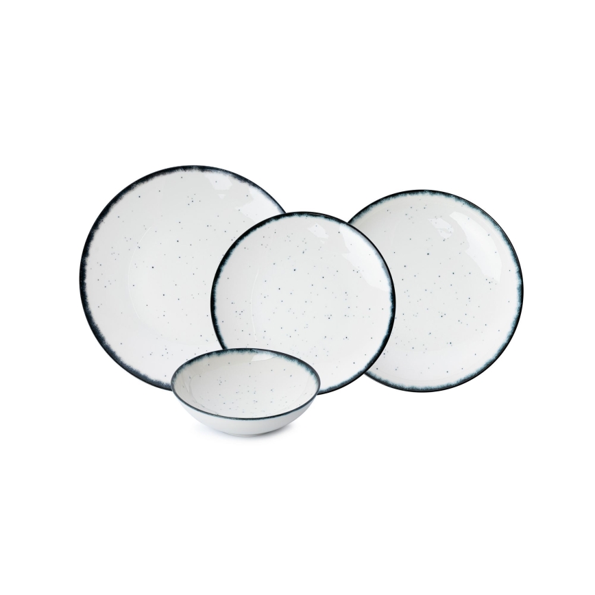 24-osaline sööginõude komplekt, valge/must/portselan