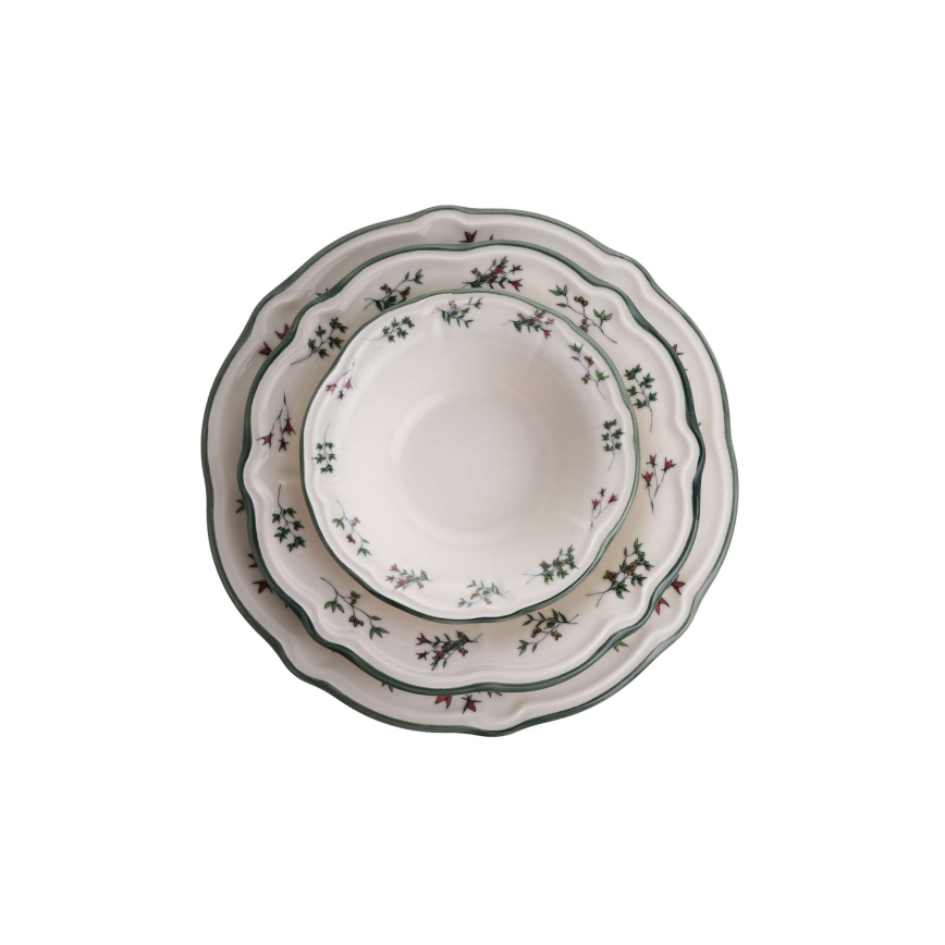 24-osaline sööginõude komplekt valge/roheline/portselan