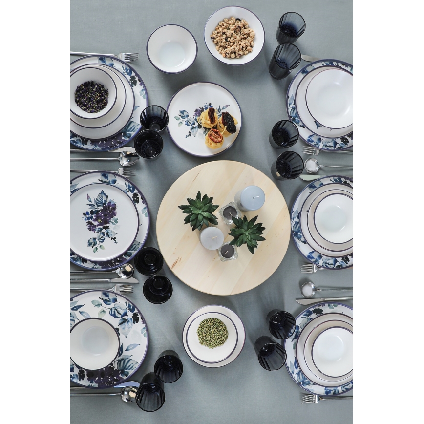 24-osaline valge/sinine keraamiline söögikomplekt