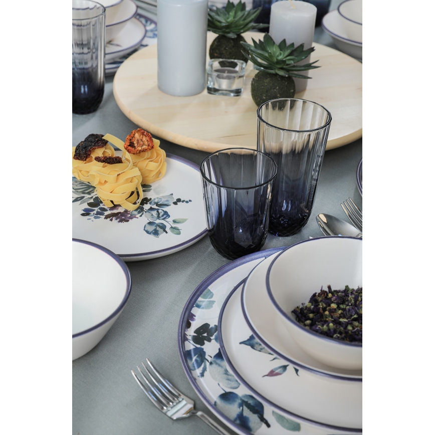 24-osaline valge/sinine keraamiline söögikomplekt