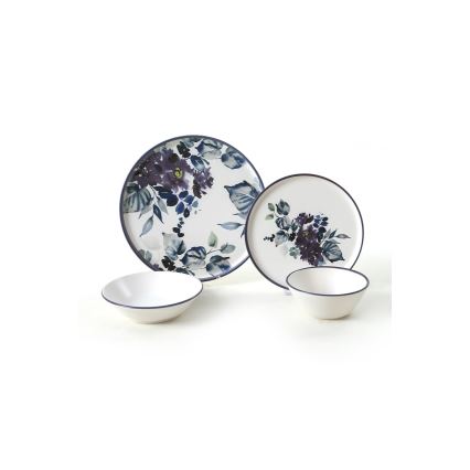 24-osaline valge/sinine keraamiline söögikomplekt