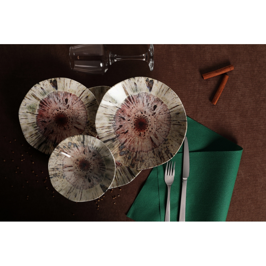 24-osaline värviline portselanist söögikomplekt