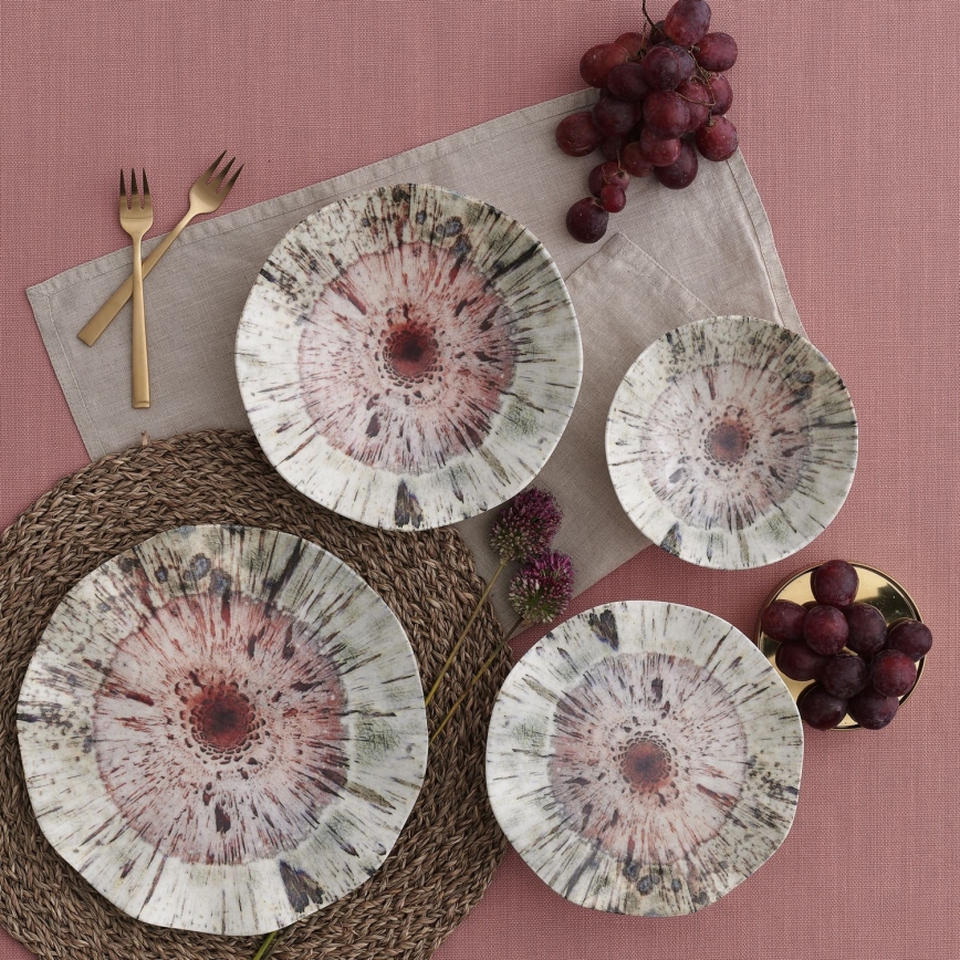 24-osaline värviline portselanist söögikomplekt