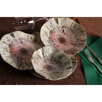 24-osaline värviline portselanist söögikomplekt