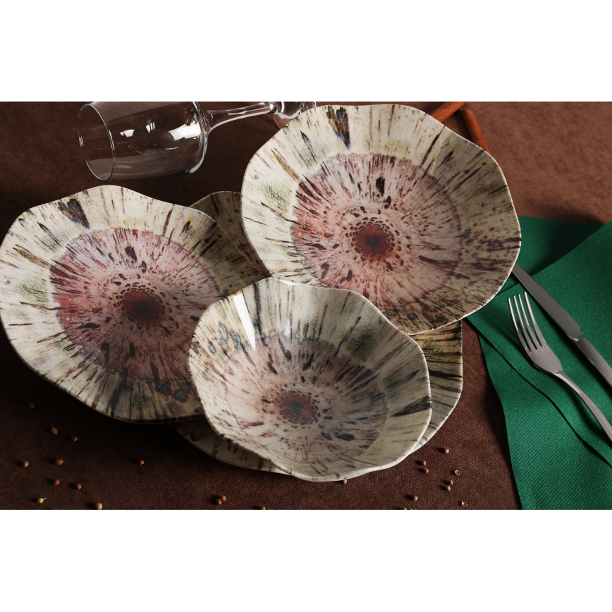 24-osaline värviline portselanist söögikomplekt