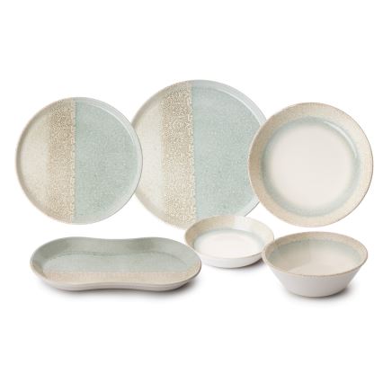 27-osaline söögikomplekt, beež/roheline, portselan