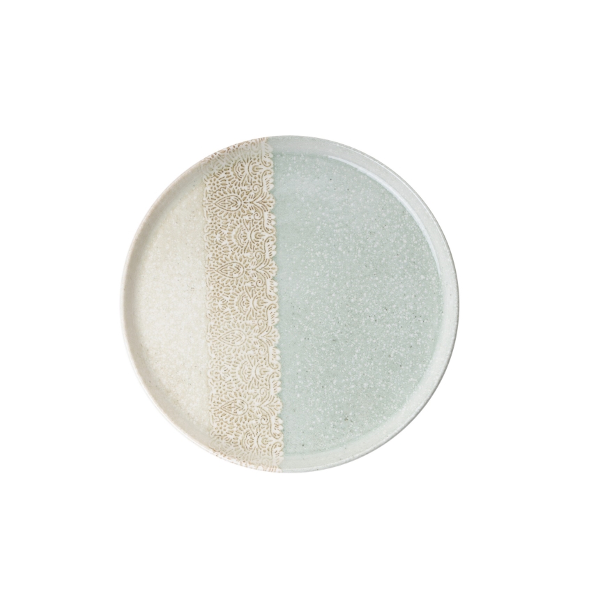 27-osaline söögikomplekt, beež/roheline, portselan