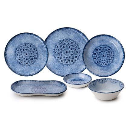 27-osaline söögikomplekt, sinine/portselan